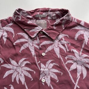 A-Frame Slim Fit Rayon Palm Camp Shirt Mens XL Tall